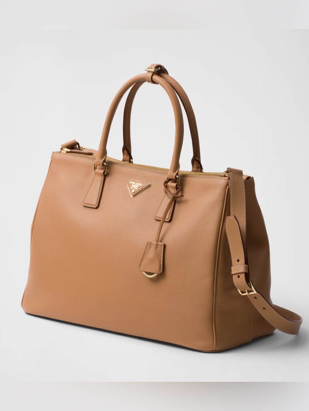Prada Buckle (Galleria) extra-large leather bag in color Natural